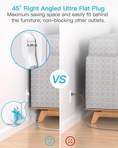 One Beat Flat Plug Power Strip, 5ft Flat Extension Cord, 3 Outlets 4 USB Ports (2 USB C) 22.5W/4.5A Desktop Charging Station Power Strip No Surge Protection, Cruise Ship Dorm Room Travel Essentials - Image 3