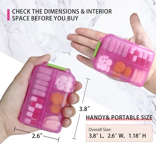 Pill Organizer with Medicine Labels Travel Daily Pill Container Mini Medication Organizer Storage Pill Organizer Travel Essentials Pill Case 7 Day (Pink & 161 Lables) - Image 4