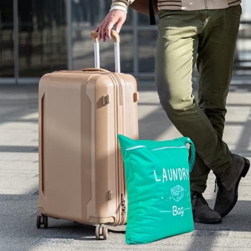 2 Pcs Large Travel Laundry Bags - Waterproof Wet/Dry, Washable, Drawstring, Bathing Suit, Workout, Gym Clothes, Swimming, Yoga - Green, Grey - Image 2