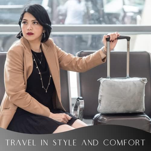 Travel Pillow and Blanket Set - 4-in-1 Ultimate Travel Kit with Memory Foam Pillow, Travel Blanket, Sleep Mask, and Earplugs-Ultimate Comfort and Coziness for Your Journeys - Grey - Image 7