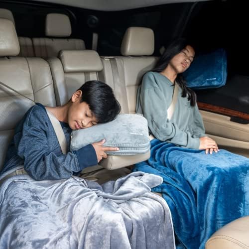 Travel Pillow and Blanket Set - 4-in-1 Ultimate Travel Kit with Memory Foam Pillow, Travel Blanket, Sleep Mask, and Earplugs-Ultimate Comfort and Coziness for Your Journeys - Grey - Image 8