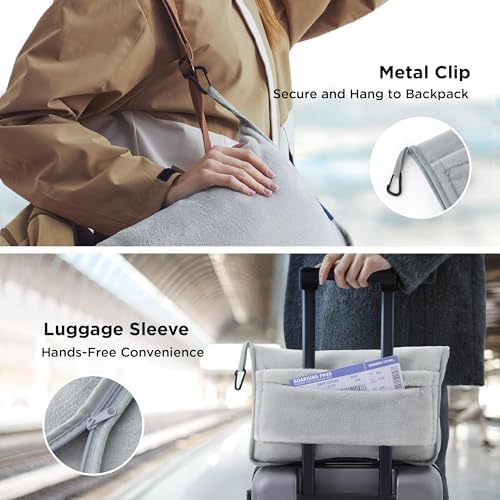 Bedsure Travel Blanket Airplane Compact with Storage Bag, Packable Blanket with Eye Mask, Lightweight 3-in-1 Travel Essentials, Functioned as Pillow for Airplane Comfort and Warmth, Grey - Image 3