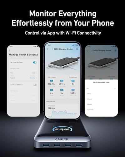 Anker Prime Charging Station, 240W 8-in-1 USB C Power Strip, 5 ft Detachable Extension Cord, 2 AC, 4 USB C, 2 USB A, for iPhone 15/14, Desktop Accessory for MacBook, Home, Office (Not for Travel) - Image 6