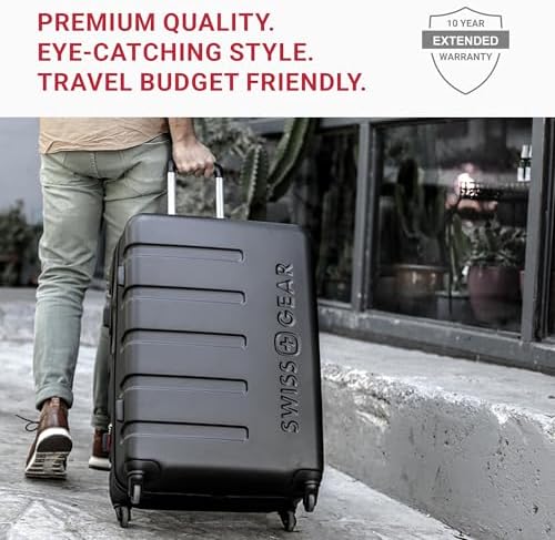 SwissGear 7366 Hardside Expandable Luggage with Spinner Wheels, Clearly Aqua, Checked-Medium 23-Inch - Image 4