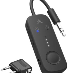 Avantree Relay - Premium Airplane Bluetooth 5.3 Adapter, Supports 2 AirPods or Headphones with aptX Adaptive, 3.5mm AUX Jack Wireless Audio Transmitter for Planes, Airline, Travel, TV