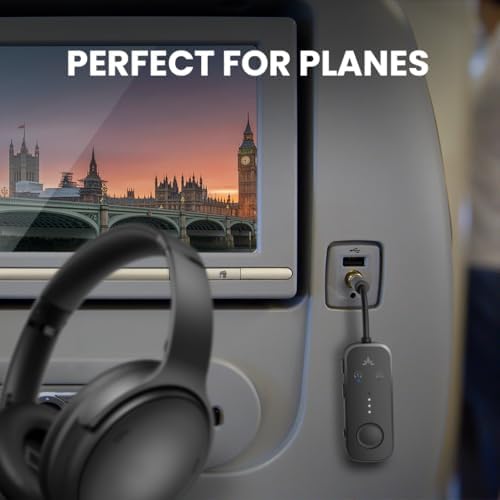 Avantree Relay - Premium Airplane Bluetooth 5.3 Adapter, Supports 2 AirPods or Headphones with aptX Adaptive, 3.5mm AUX Jack Wireless Audio Transmitter for Planes, Airline, Travel, TV - Image 2
