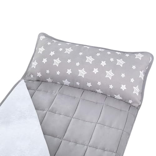 Moonsea Toddler Nap Mat with Pillow and Fleece Minky Blanket, Lightweight, Soft Perfect for Kids Preschool, Daycare, Travel Sleeping Bag Boys and Girls, 21" x 50" Fit Standard Cot - Image 2