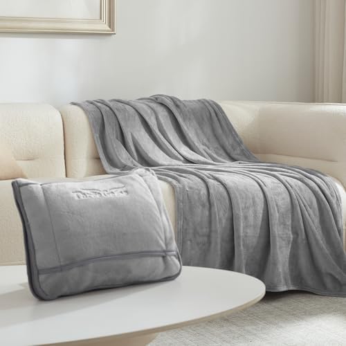 Three Geese 2-in-1 Travel Blanket Blanket and Pillows, Soft Flannel Airplane Throw with Hand Luggage Belt, 65x40inches, Portable Compact Design with Bag, Ideal for Travel Comfort - Image 2