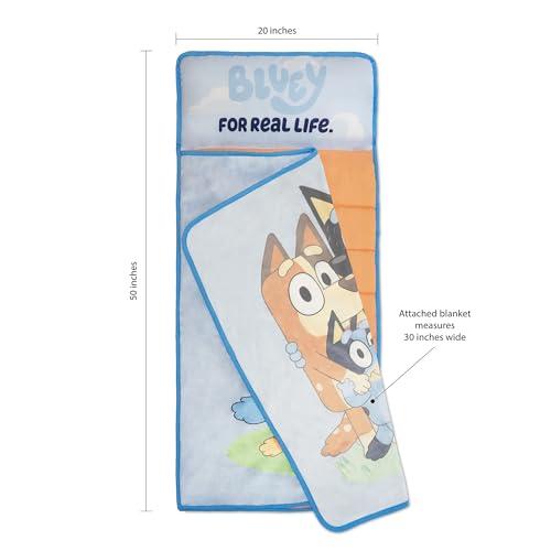 NoJo Bluey for Real Life Toddler Nap Mat - Includes Attached Pillow and Fleece Blanket - Image 2