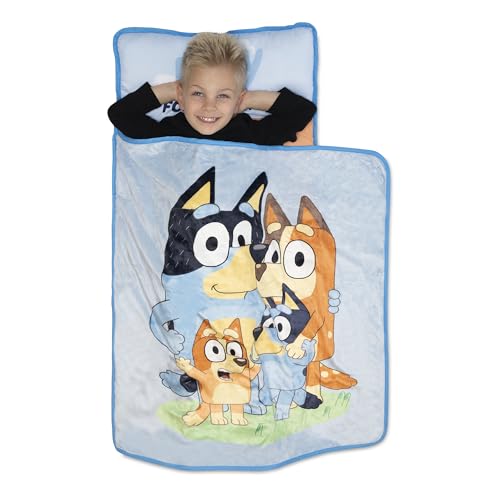 NoJo Bluey for Real Life Toddler Nap Mat - Includes Attached Pillow and Fleece Blanket - Image 3