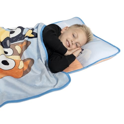 NoJo Bluey for Real Life Toddler Nap Mat - Includes Attached Pillow and Fleece Blanket - Image 6
