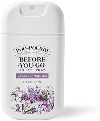 Poo-Pourri Before-You-Go Toilet Spray, Lavender Vanilla, 1 Fl Oz Pocket Travel Size - Lavender, Vanilla and Citrus