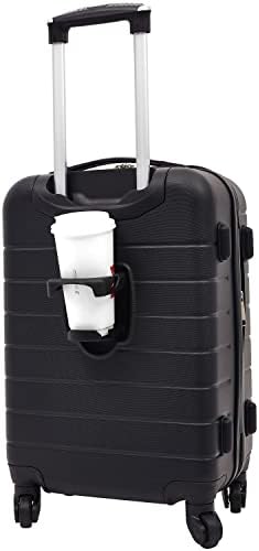 Wrangler Smart Luggage Set with Cup Holder, USB Port and Phone Holder, Black, 2 Piece Set - Image 4