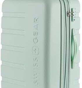 SwissGear 7366 Hardside Expandable Luggage with Spinner Wheels, Clearly Aqua, Checked-Medium 23-Inch