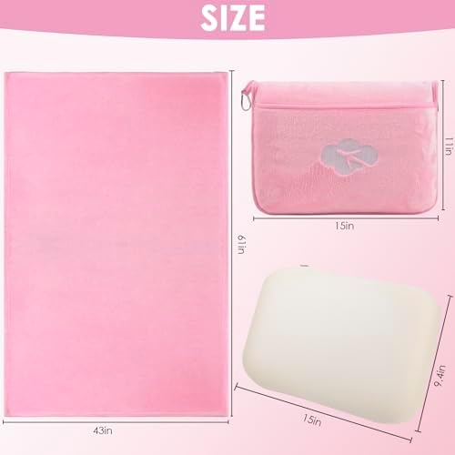 Blanket Pillow for Airplane Travel Essentials - 3 In 1 Travel Blanket and Pillow Set for Women Gifts, Plane Compact with Bag for Long Flight, International Traveler Must Haves Flying Accessories(Pink) - Image 2