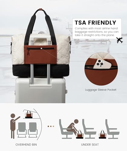 LOVEVOOK Weekender Bags for Women, Puffer Travel Duffel Bags for Woman, Large Hospital Bag for Women Labor Delivery with Shoe Compartment, Carry On Overnight Bag, Personal Item Travel Bag for Airplane - Image 6