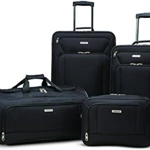 American Tourister Fieldbrook XLT Softside Upright Luggage, Black, 4-Piece Set (BB/DF/21/25)