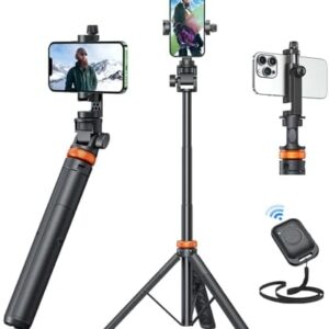 EUCOS 62" Phone Tripod, Tripod for iPhone & Selfie Stick Tripod with Remote, Extendable Phone Tripod Stand & Travel Tripod, Solidest Cell Phone Tripod Compatible with iPhone/Android