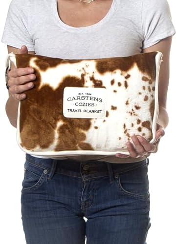 CARSTENS, INC. Travel Blanket, Premium Compact 2-in-1 Airplane Blanket/Pillow, Cow Print - Image 4