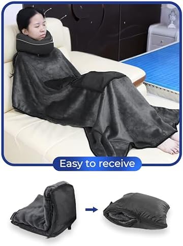 Premium Travel Set - Airplane Blanket and Pillow Set - U-Shape Pillow 360° 100% Memory Foam and Extra Soft Travel Blanket - Portable Travel Set Includes Earplugs and Sleep Mask - 4 in 1 Travel Set - Image 5