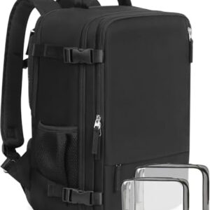 Beraliy Travel Backpack for Men Women, Large Carry On Backpack, Personal Item Bag Airline Approved, 17 inch Laptop Backpack, Business Work Gym Weekender Bag, Black