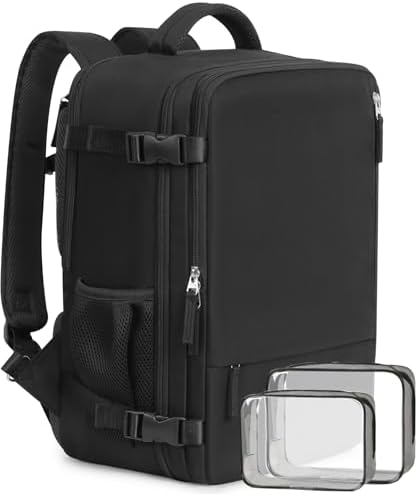 Beraliy Travel Backpack for Men Women, Large Carry On Backpack, Personal Item Bag Airline Approved, 17 inch Laptop Backpack, Business Work Gym Weekender Bag, Black