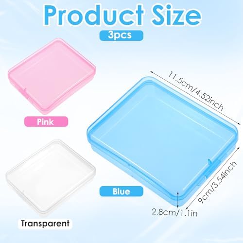 Portable Travel Cotton Pad Holder 3 Pcs Travel Qtips Case Cotton Pad Holder Travel Dispenser Cosmetic Sponge Storage Box Cotton Swab Travel Case For Cotton Rounds Swabs Floss (Pink, Transparent, Blue) - Image 2