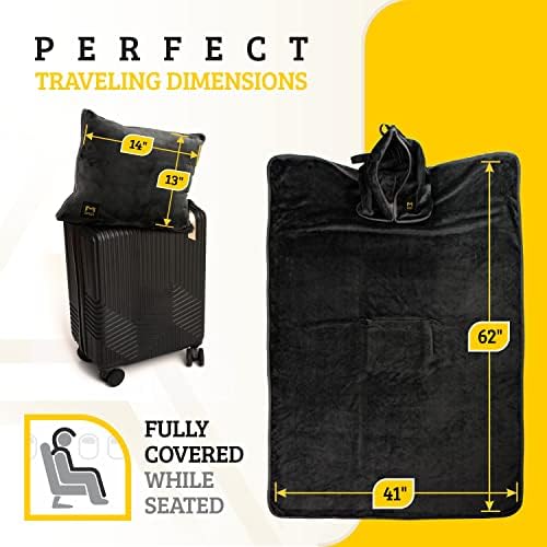 Travel Blanket Airplane Compact with Hoodie – 2in1 Airplane Travel Accessories from Plane Blanket to Travel Pillow with Luggage Strap, Soft Handle & Secure Pocket - Image 6