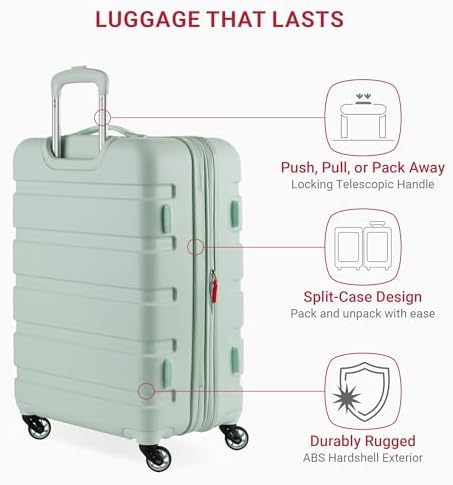 SwissGear 7366 Hardside Expandable Luggage with Spinner Wheels, Clearly Aqua, Checked-Medium 23-Inch - Image 2