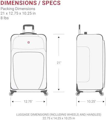 SwissGear Sion Softside Expandable Luggage, Dark Grey, Carry-On 21-Inch - Image 7