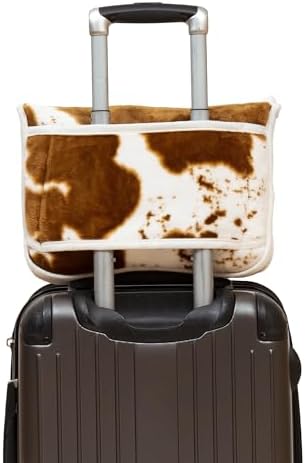CARSTENS, INC. Travel Blanket, Premium Compact 2-in-1 Airplane Blanket/Pillow, Cow Print - Image 3