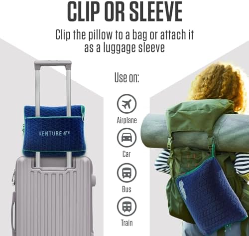 VENTURE 4TH Travel Blanket Pillow – Premium Ultra-Soft & Warm 2-in-1 Blanket or Pillow for Airplane, Car & Bus – Compact, Lightweight & Portable – Lint-Free, No Shedding, No Pilling - Navy/Teal - Image 4