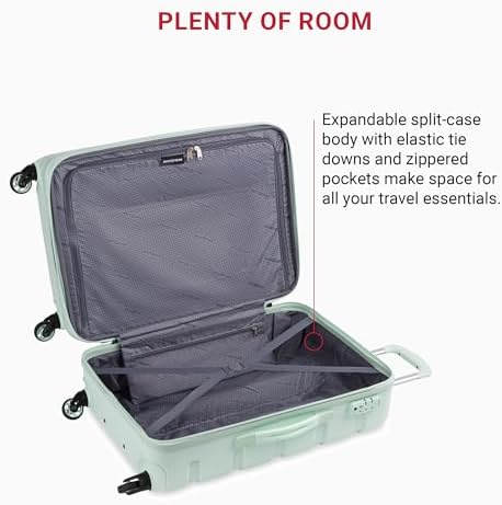 SwissGear 7366 Hardside Expandable Luggage with Spinner Wheels, Clearly Aqua, Checked-Medium 23-Inch - Image 6
