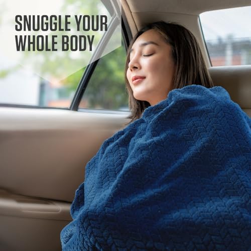 VENTURE 4TH Travel Blanket Pillow – Premium Ultra-Soft & Warm 2-in-1 Blanket or Pillow for Airplane, Car & Bus – Compact, Lightweight & Portable – Lint-Free, No Shedding, No Pilling - Navy/Teal - Image 8