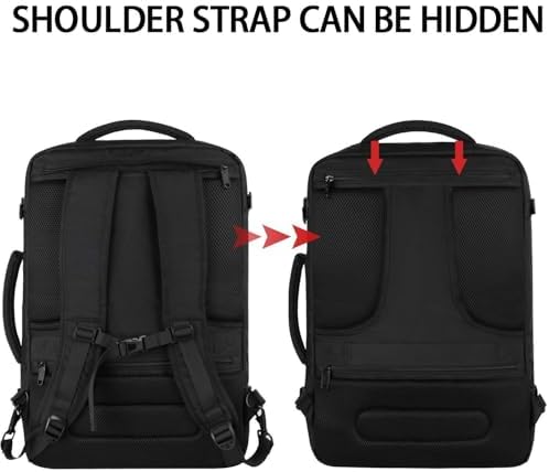 Vancropak Carry On Backpack, 40L Expandable Extra Large Travel Backpack, Flight Approved Water Resistant Luggage Suitcase Daypack, Lightweight College Business Weekender Bag for Men & Women, Black - Image 5