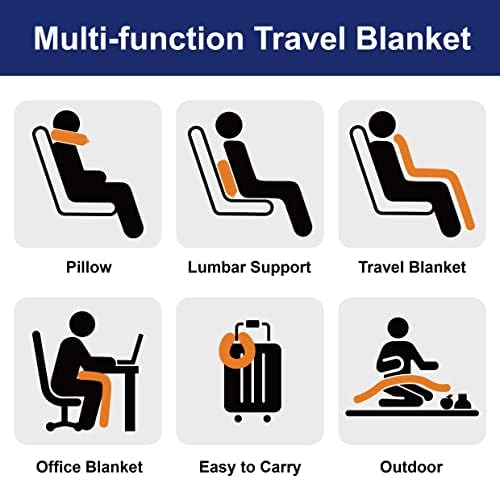 Multifunctional Neck Pillow, Soft Warm Blanket with Cozy Neck Pillow Case, Portable Blanket Set for Airplane, Camping, Car (Navy Blue) - Image 7
