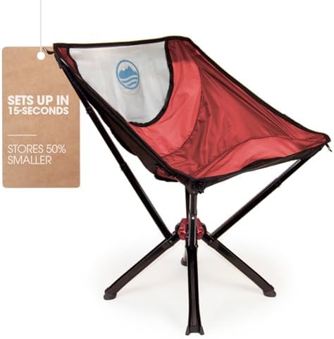 CLIQ Portable Chair - Lightweight Folding Chair for Camping - Supports 300 Lbs - Perfect for Outdoor Adventures - Red