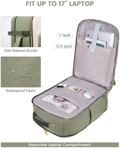 LOVEVOOK 40L Travel Backpack for Women & Men, Large Carry on Backpack for Airplanes with 3 Packing Cubes, TSA Personal Item Travel Bag fits 17" Laptop, Waterproof Weekender Essentials Airline Approved - Image 8