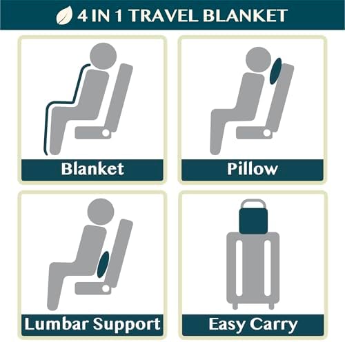 PAVILIA Travel Blanket and Pillow, Arms Opening Airplane Blankets for Adults, Compact Plane Blanket with Arm Hole 2-in-1 Bag for Flight Car Camping Fit in Luggage Backpack Traveler Gift, Blue - Image 8