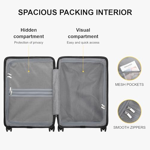 LEVEL8 Carry on Luggage Airline Approved, Carry-on Suitcases with Wheels, Lightweight Hardside Luminous Textured Luggage for Travel with Tsa Lock, 20 Inch, Navy - Image 8