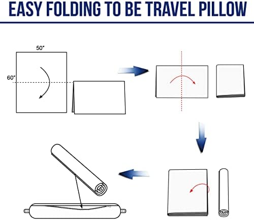 Multifunctional Neck Pillow, Soft Warm Blanket with Cozy Neck Pillow Case, Portable Blanket Set for Airplane, Camping, Car (Navy Blue) - Image 5