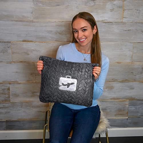 EverSnug Premium Travel Blanket Pillow - Soft 2 in 1 Airplane Blanket with Soft Bag Pillowcase, Hand Luggage Sleeve and Backpack Clip (Grey) - Image 4