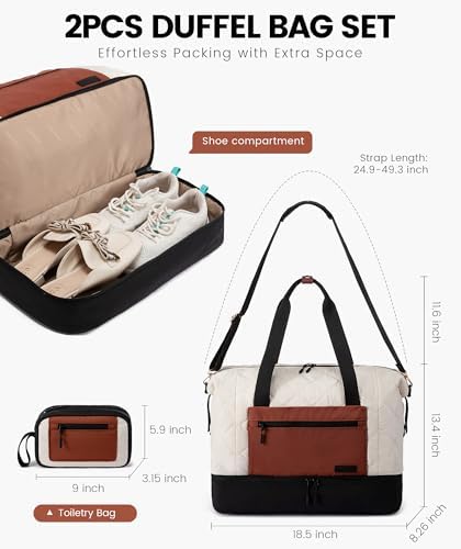 LOVEVOOK Weekender Bags for Women, Puffer Travel Duffel Bags for Woman, Large Hospital Bag for Women Labor Delivery with Shoe Compartment, Carry On Overnight Bag, Personal Item Travel Bag for Airplane - Image 4