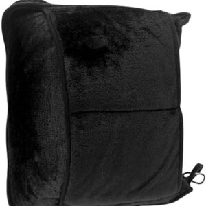 Take OFF Luggage - Compact Travel Blanket and Pillow, Super Soft Stuffable Bag with Zipper Pockets & a Keychain, Fits 3 Days of Essentials, Carry on Airplanes, Cars and Road Trip Accessories, Black