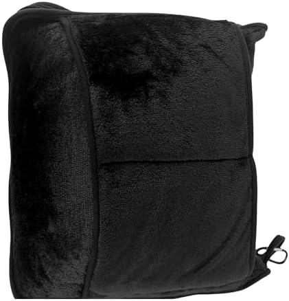 Take OFF Luggage - Compact Travel Blanket and Pillow, Super Soft Stuffable Bag with Zipper Pockets & a Keychain, Fits 3 Days of Essentials, Carry on Airplanes, Cars and Road Trip Accessories, Black