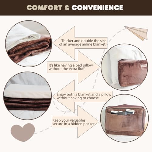 XL Travel Blanket and Pillow Set - Ultra Soft Pillow Blanket for Car, Airplane, and Camping - Airplane Blanket for Long Flights w/Large Carry Bag, Hidden Pocket, and Multiple Carrying Options - Image 6