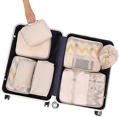 BAGAIL 8 Set Packing Cubes Luggage Organizer Bags for Travel Accessories-Cream - Image 6