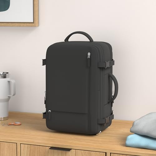 Beraliy Travel Backpack for Men Women, Large Carry On Backpack, Personal Item Bag Airline Approved, 17 inch Laptop Backpack, Business Work Gym Weekender Bag, Black - Image 2