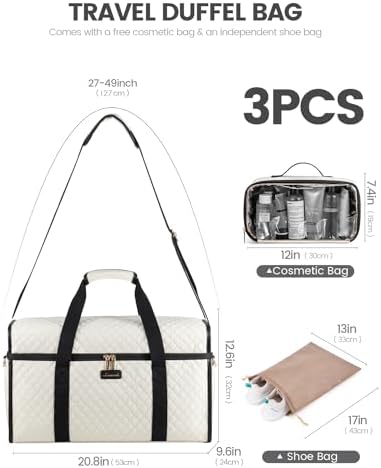 LOVEVOOK Travel Duffle Bag, Weekender Bags For Women, Carry On Duffel Bags For Airplanes, Overnight Bag With Toiletry Bag, Hospital Bag for Labor and Delivery, Yoga Gym Bag with Wet Pocket, 3Pcs Set - Image 4