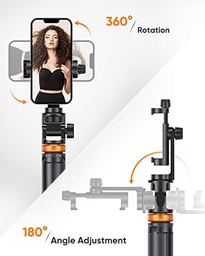 EUCOS 62" Phone Tripod, Tripod for iPhone & Selfie Stick Tripod with Remote, Extendable Phone Tripod Stand & Travel Tripod, Solidest Cell Phone Tripod Compatible with iPhone/Android - Image 6